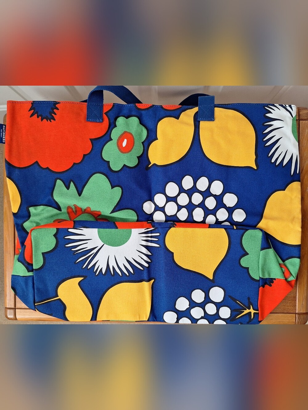 Marimekko Kukkatori Canvas Tote Oversized Beach Bag Colorful Floral HTF Rare NWT - Picture 4 of 15